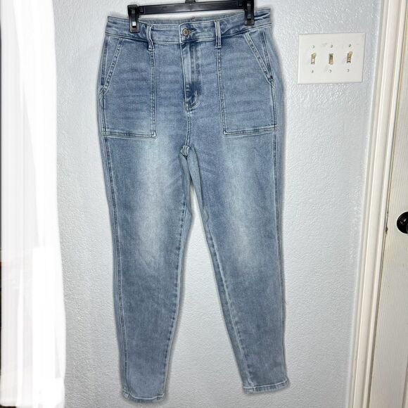 Judy Blue Jogger High Rise Light Blue Wash Square Pocket Women’s Jeans Sz 11/30 - Picture 2 of 12